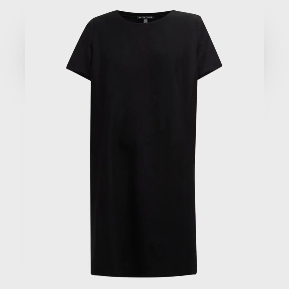Eileen Fisher Scoop Neck Crepe Midi T-shirt Dress. Retail $248